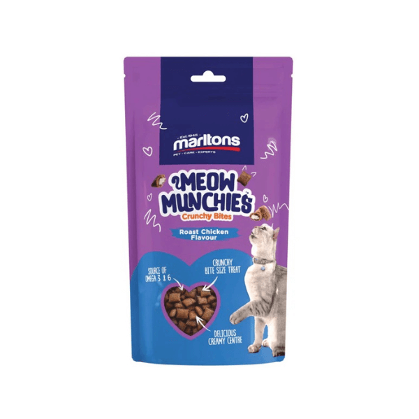 SHOP BY CATEGORY - 02 CATS - KIMVET ONLINE STORE - CAT PRODUCTS - Vetshop Near Me - cats treats - meow munchies chicken crunchy bites 50g - marltons