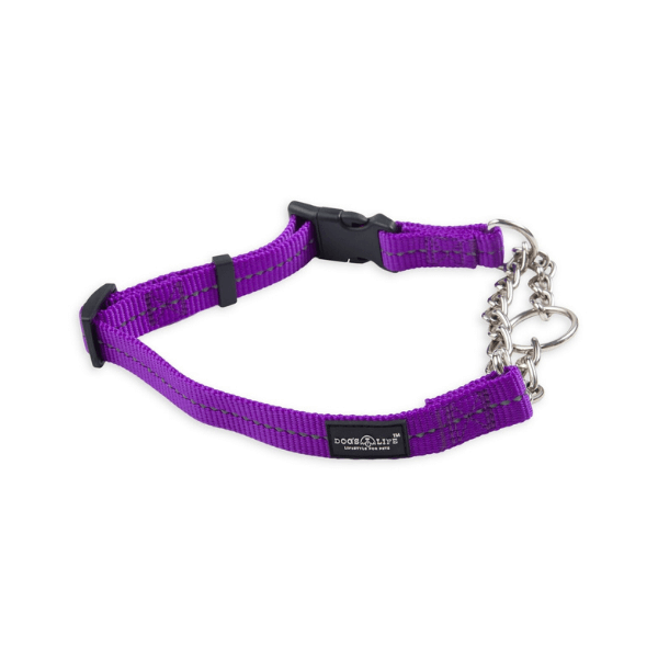 Reflective Martingale Chain Dog Collar Purple