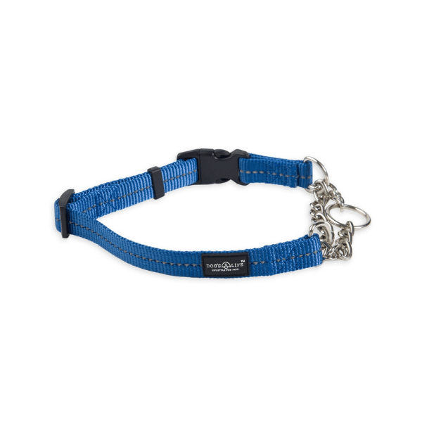 Reflective Martingale Chain Dog Collar Yale Blue