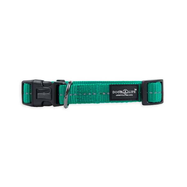 Reflective Supersoft Webbing Collar Ultra Marine Green