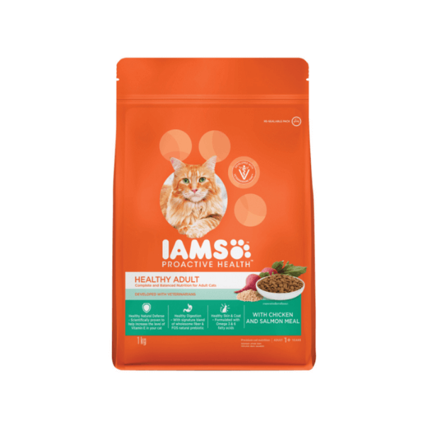 SHOP BY CATEGORY - 02 CATS - KIMVET ONLINE STORE - CAT PRODUCTS - Vetshop Near Me - cat food - adult chicken salmon - iams