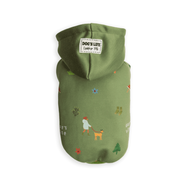 SHOP BY CATEGORY - 03 DOGS - KIMVET ONLINE STORE - DOG PRODUCTS - Vetshop Near Me - dogs clothing - nature loving pup winter hoodie green - dog's life